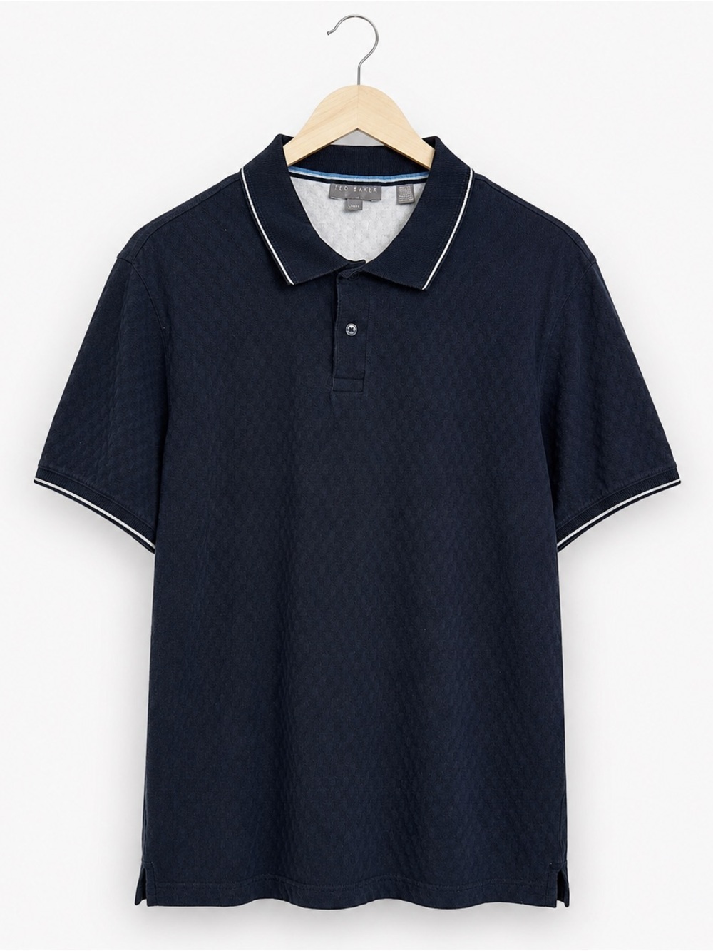 Ted Baker Textured Polo Shirt Men’s Large Blue Cotton Short Sleeve